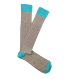 Taupe and Turquoise Knee High Socks