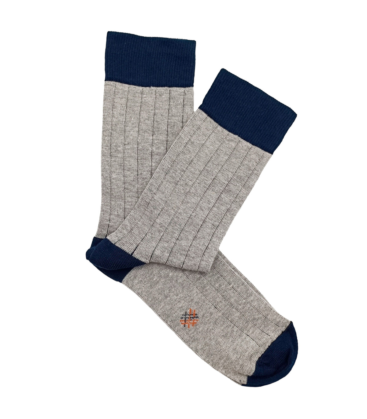 Grey and Navy Ribbed Socks