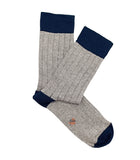 Grey and Navy Ribbed Socks