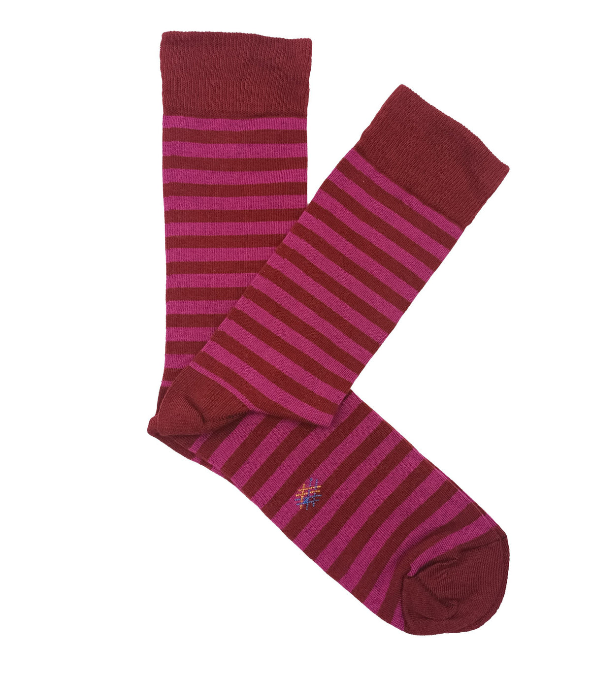 Burgundy and Strawberry Striped Socks