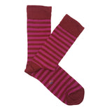 Burgundy and Strawberry Striped Socks