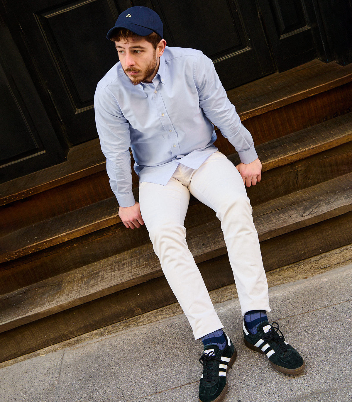 Camisa Oxford Azul Cuello Botones