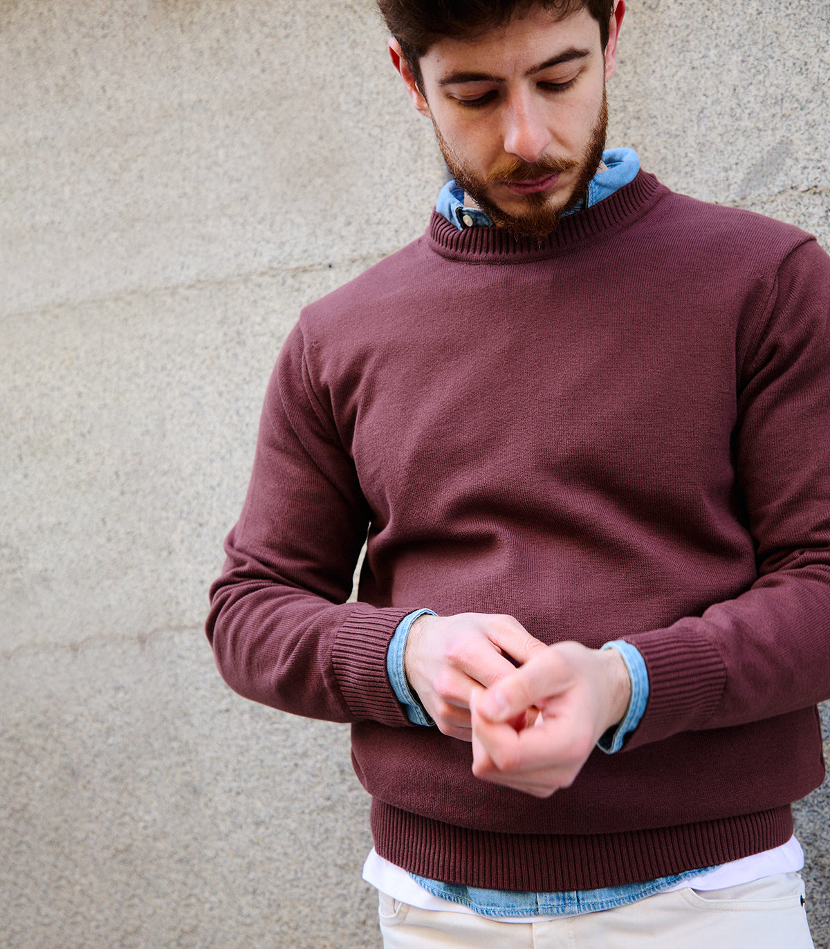 Jersey Crewneck Burdeos Algodón Somelos