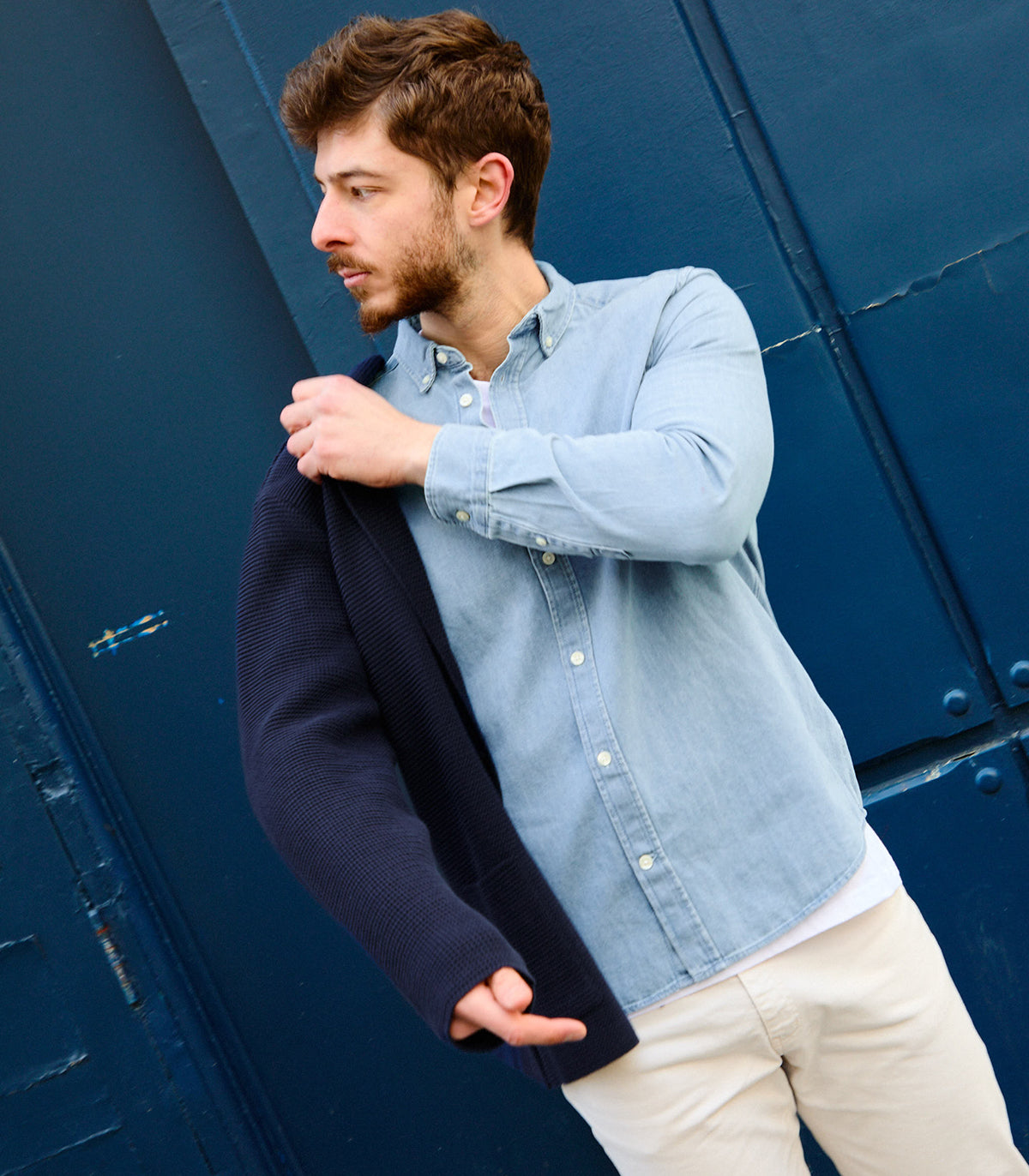Chaqueta Punto Arroz Azul Algodón Trifitrofa
