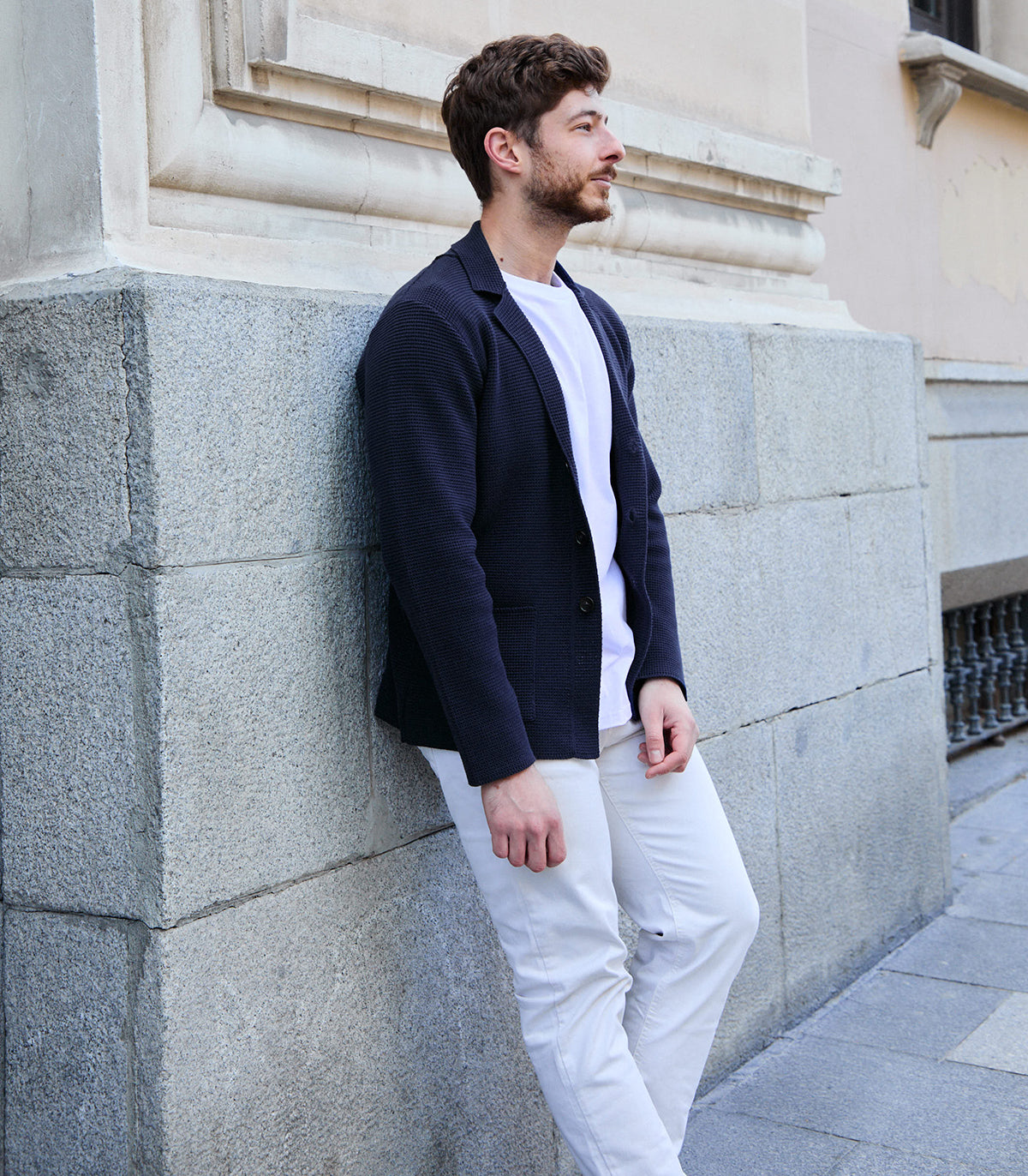 Chaqueta Punto Arroz Azul Algodón Trifitrofa