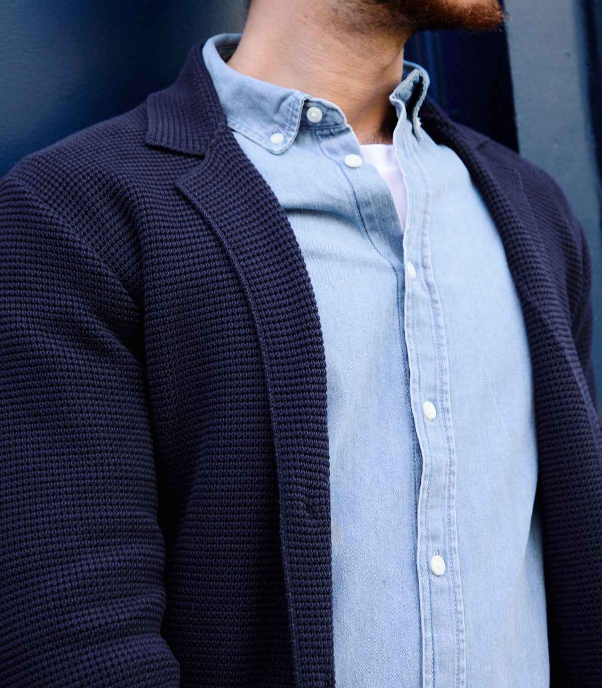 Chaqueta Punto Arroz Azul Algodón Trifitrofa