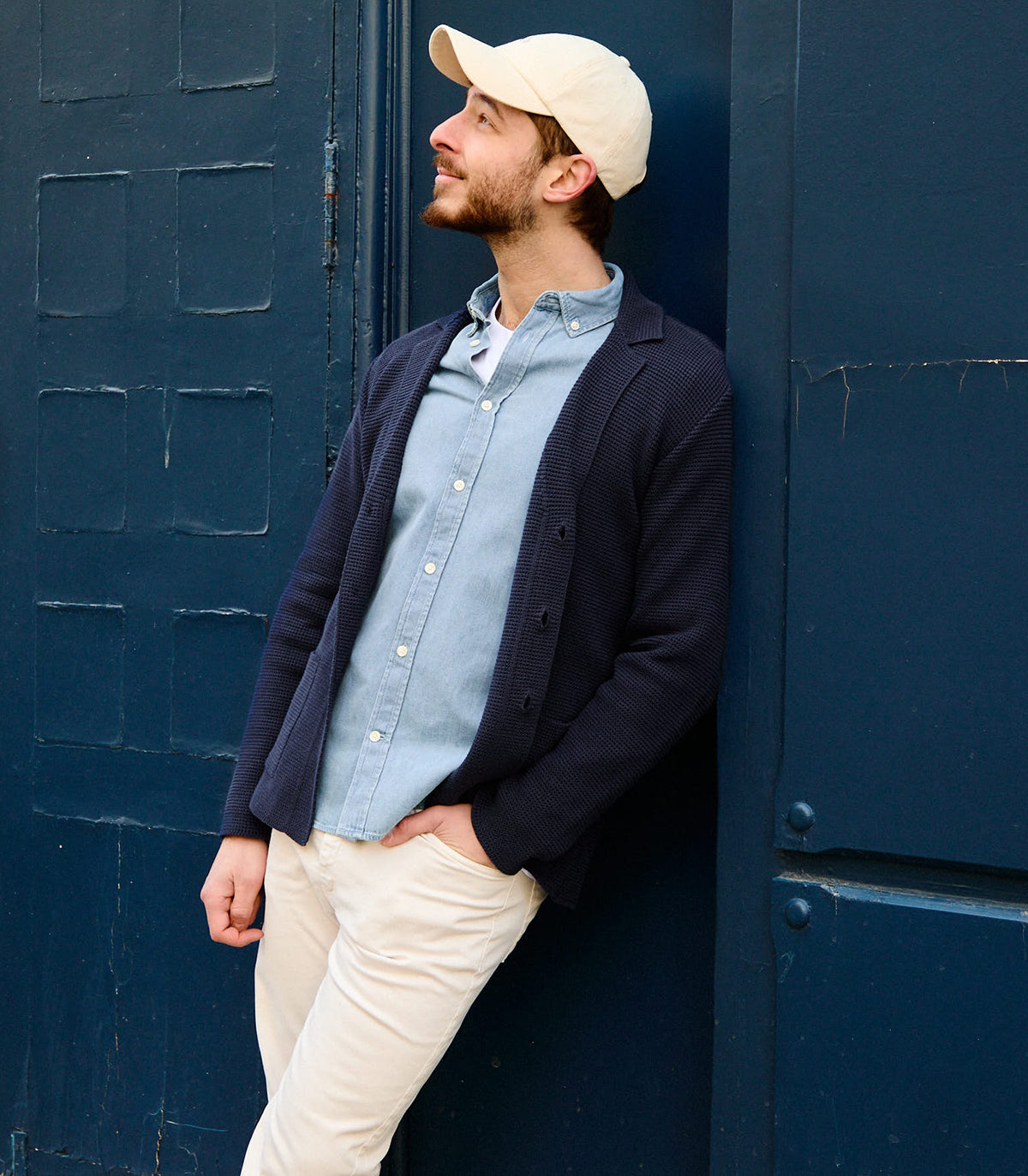 Chaqueta Punto Arroz Azul Algodón Trifitrofa