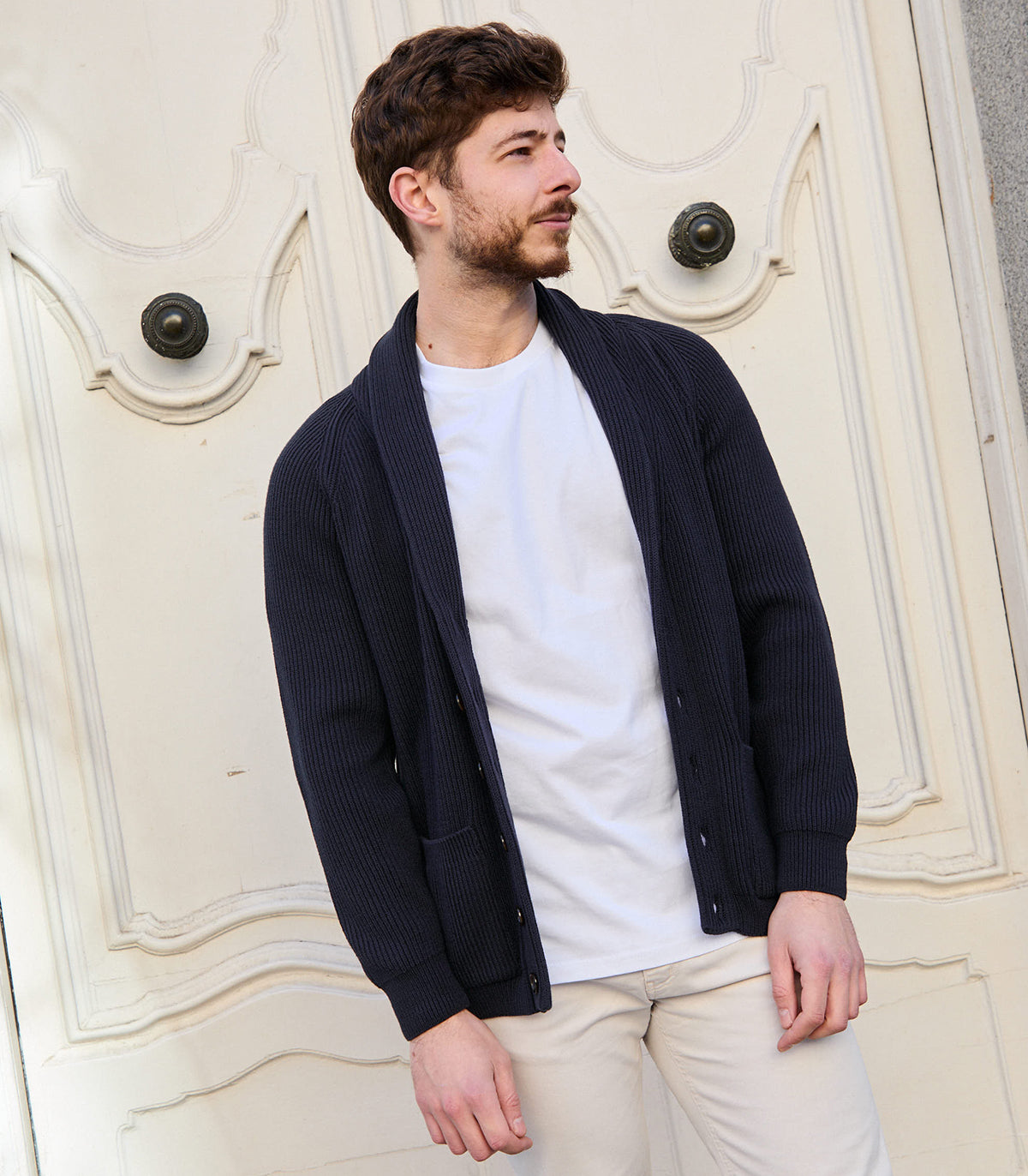 Blue Shawl Collar Jacket