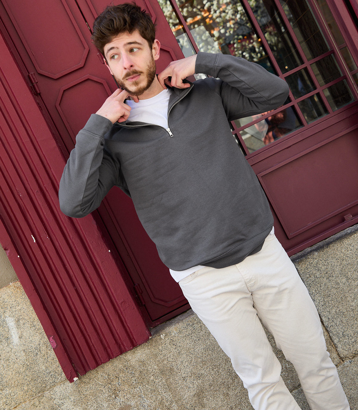 Mist Zipper Organic Cotton Sweatshirt