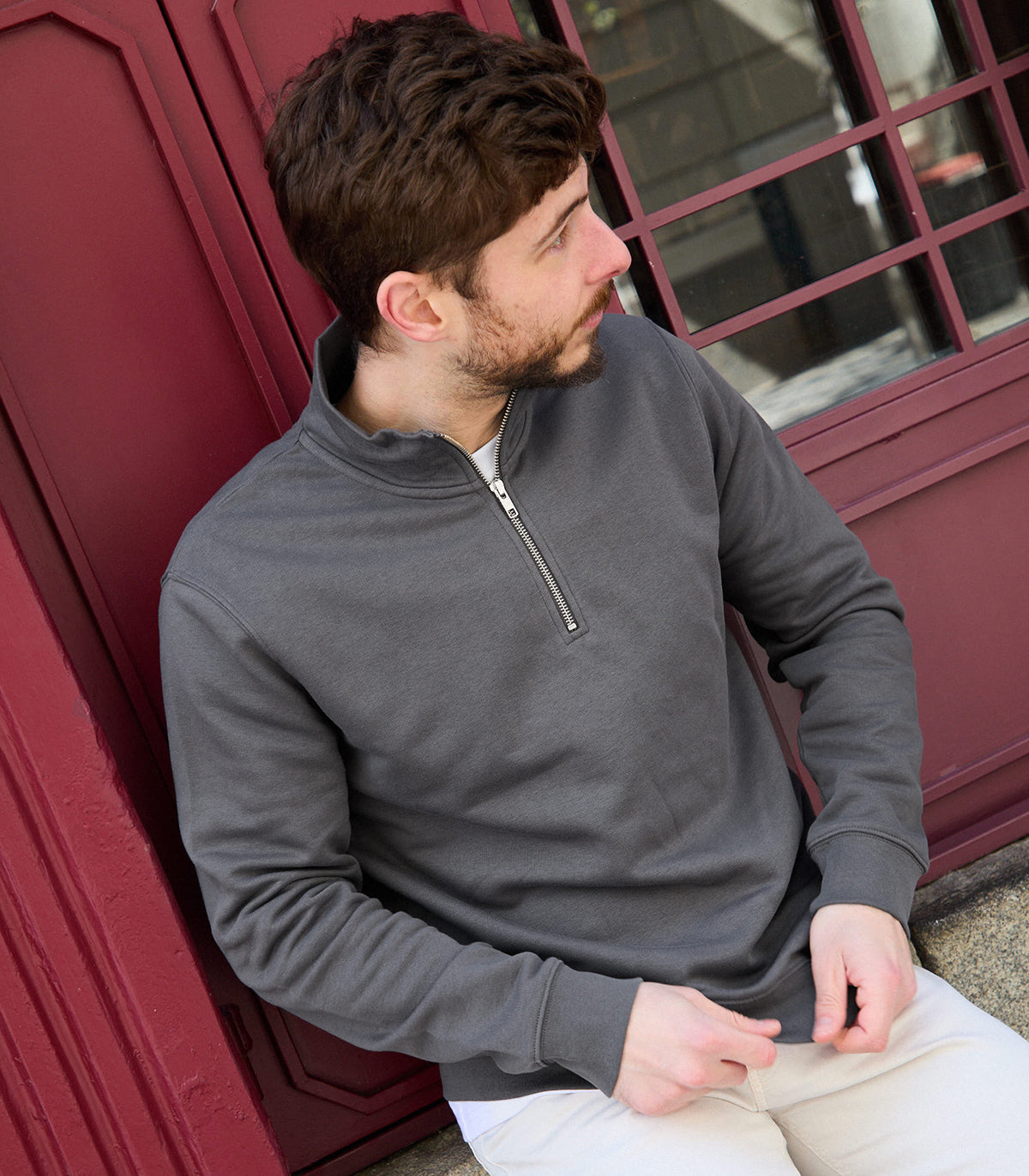 Mist Zipper Organic Cotton Sweatshirt