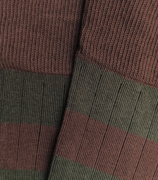 Calcetines Canalé Rayas Verdes Y Marrones