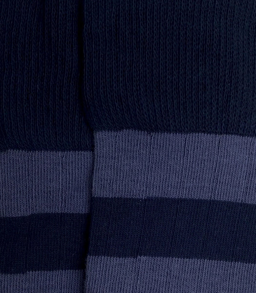 Blue Striped Ribbed Knee High Socks