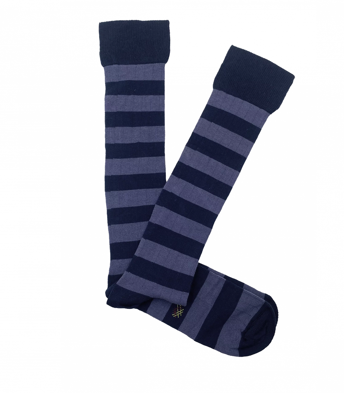 Blue Striped Ribbed Knee High Socks