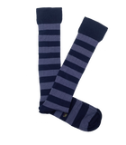 Blue Striped Ribbed Knee High Socks