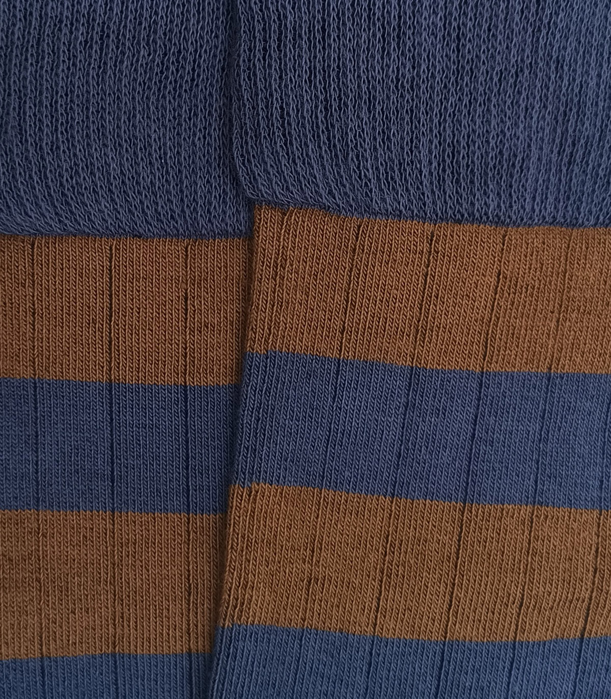 Blue and Brown Striped Ribbed Knee High Socks