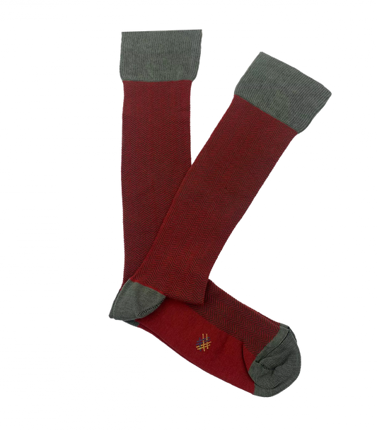 Kettle and Green Herringbone Knee High Socks