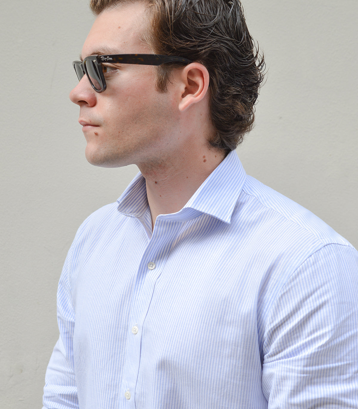 Camisa Lino Algodón Rayas Oxford