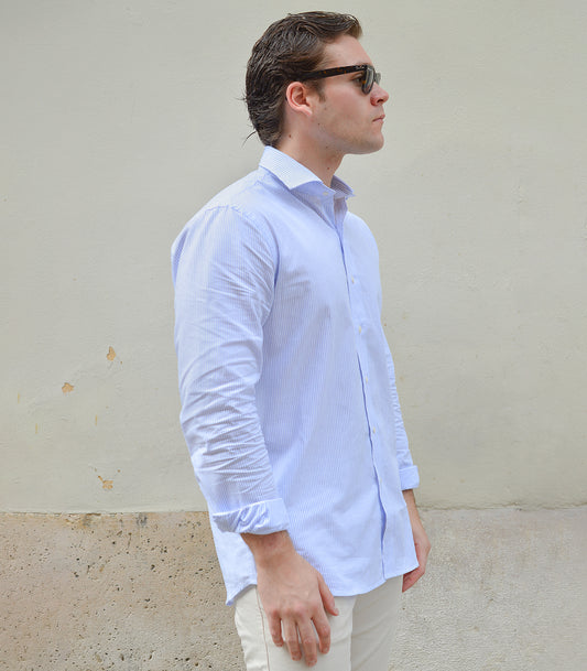 Camisa Lino Algodón Rayas Oxford