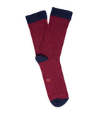 Burgundy And Blue Ribbed Socks