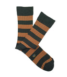 Green and Mustard Striped Ribbed Socks
