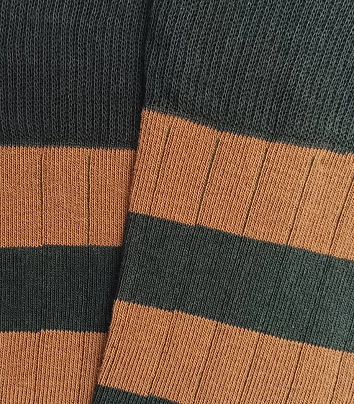 Green and Mustard Striped Ribbed Socks