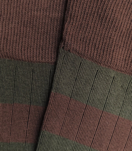 Calcetines Canalé Rayas Marrón Y Verde
