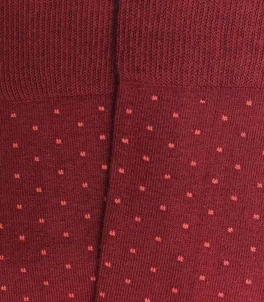 Burgundy and Scarlet Polka Dot Knee High Socks