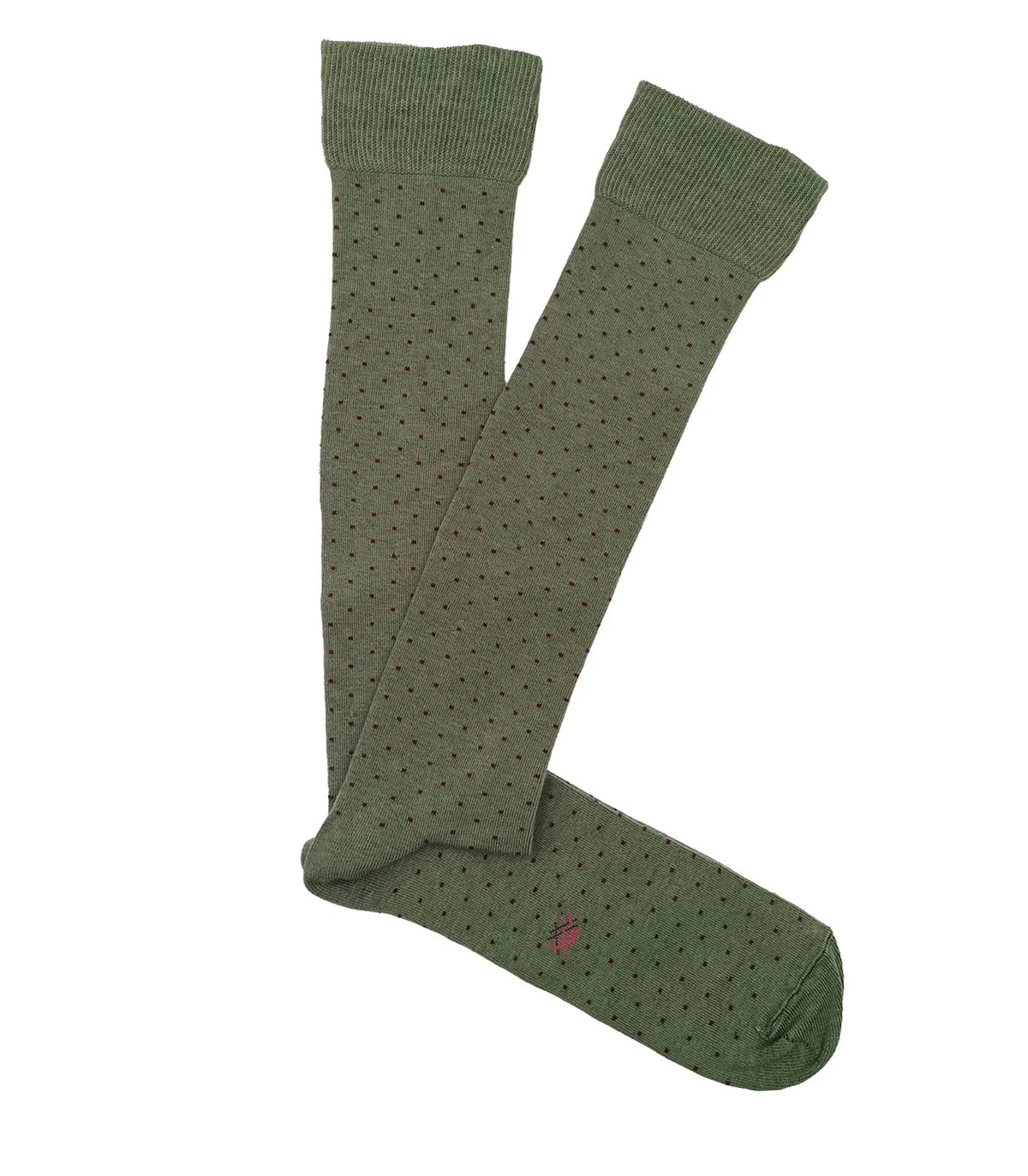 Green and Burgundy Polka Dot Knee High Socks