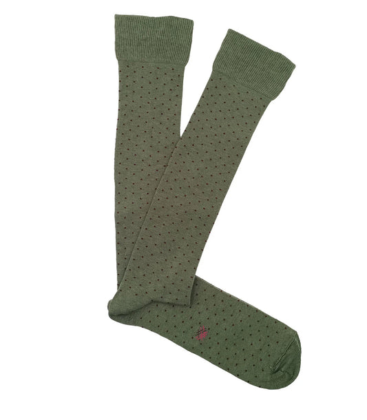 Green and Burgundy Polka Dot Knee High Socks