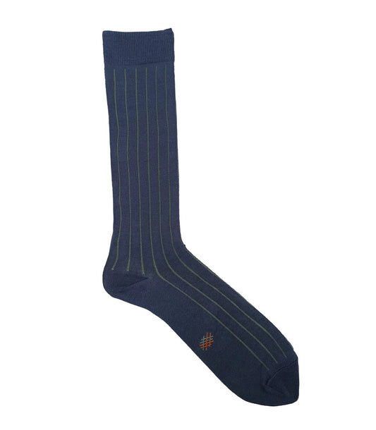 Navy and Green Ribbed Knee High Socks