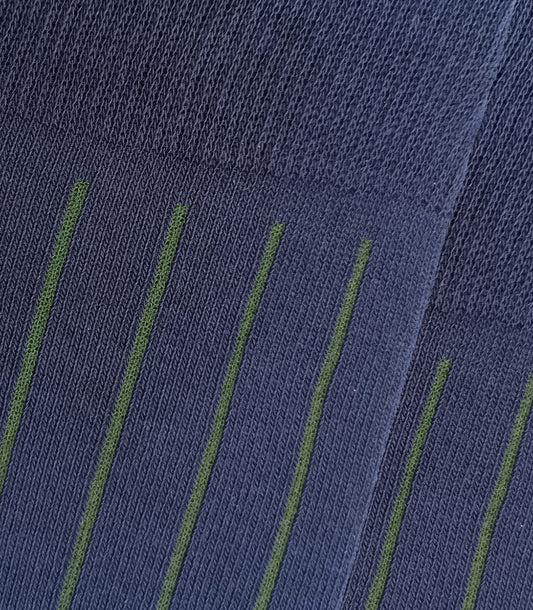 Navy and Green Ribbed Knee High Socks