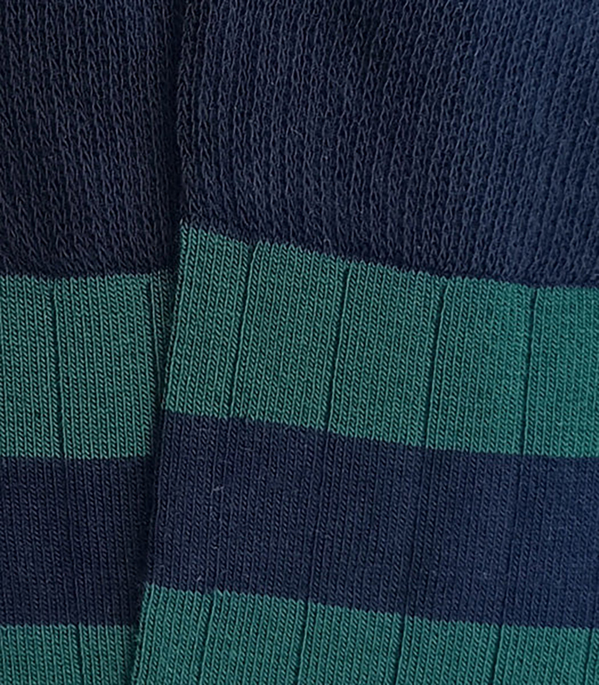 Blue and Green Striped Ribbed Knee High Socks