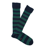 Blue and Green Striped Ribbed Knee High Socks