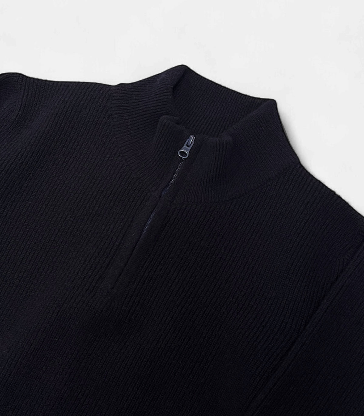 Navy Wool Quarter-Zip Pullover