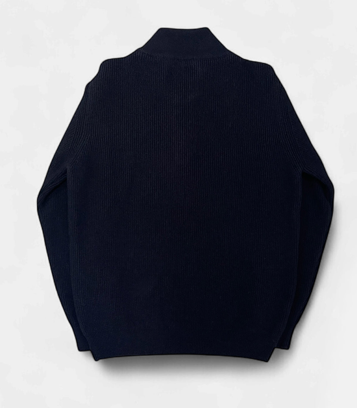 Navy Wool Quarter-Zip Pullover