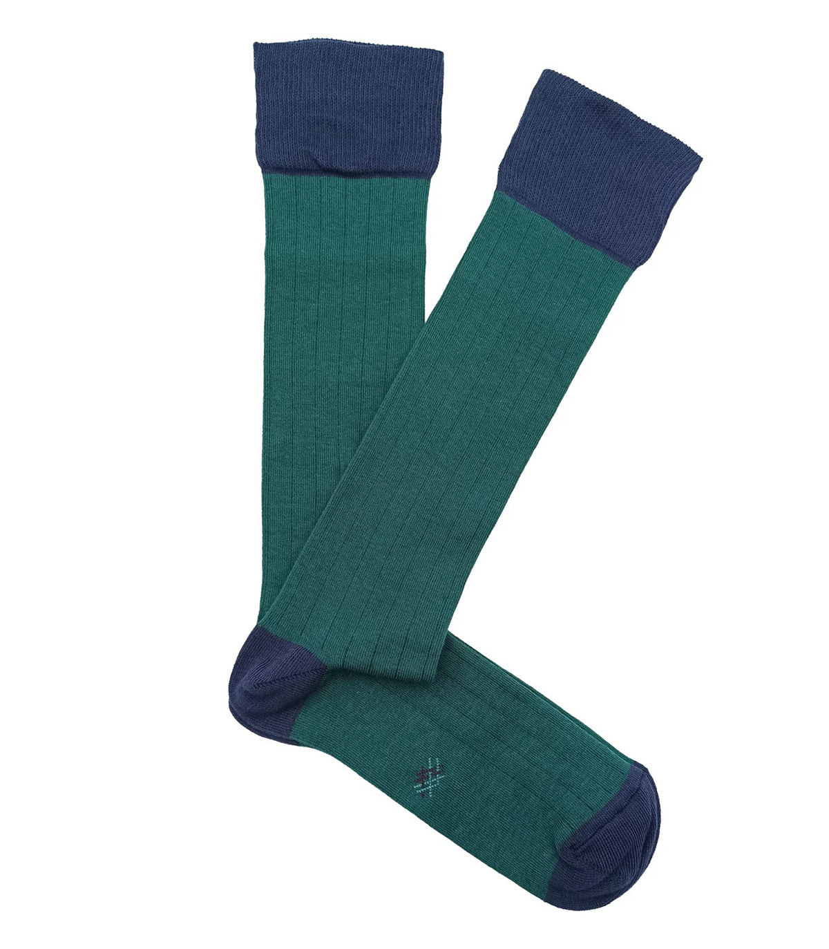 Bottle Green And Navy Knee High Socks