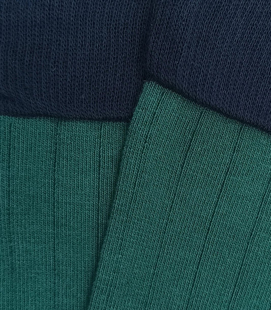 Bottle Green And Navy Knee High Socks