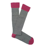 Grey And Pink Knee High Socks