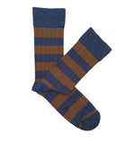 Blue And Brown Striped Ribbed Socks