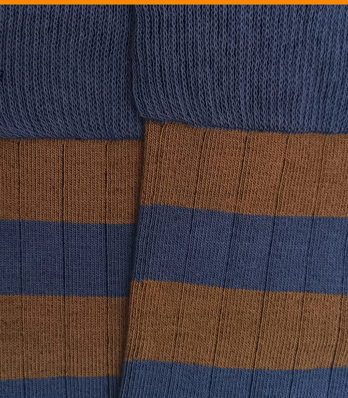 Blue And Brown Striped Ribbed Socks