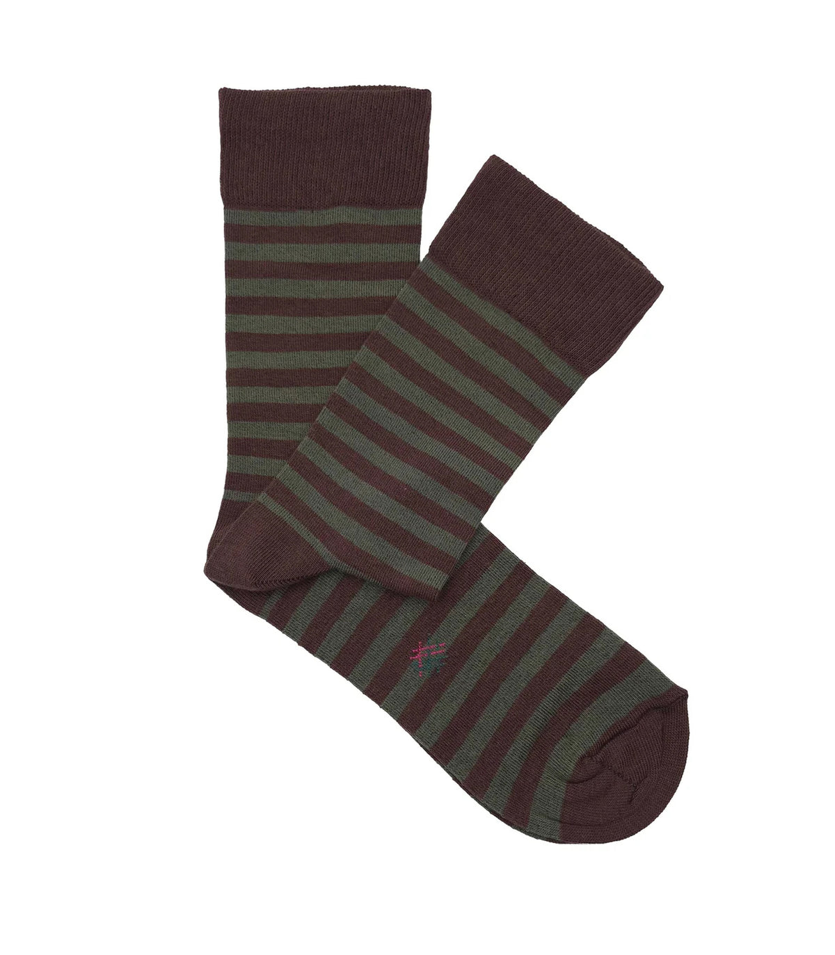 Brown And Green Striped Socks