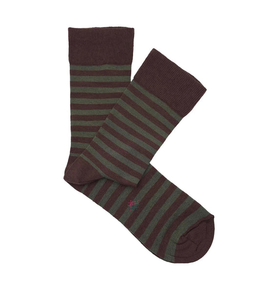Calcetines Rayas Finas Marrón Y Verde