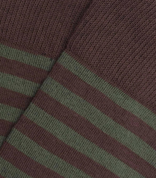 Calcetines Rayas Finas Marrón Y Verde
