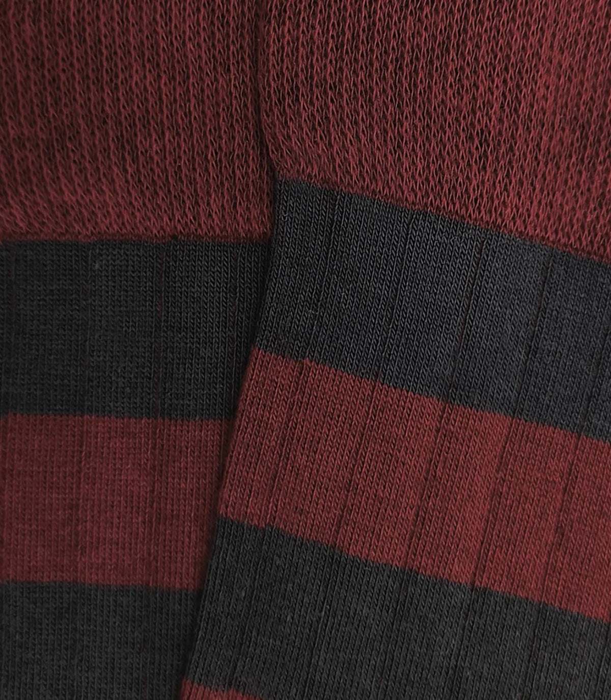 Bordeaux and Anthracite Striped Ribbed Knee High Socks