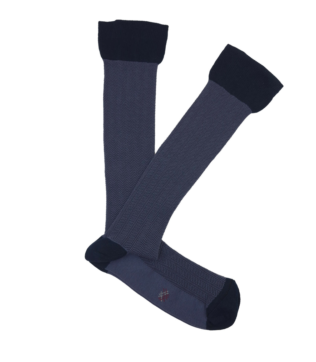 Blue Herringbone Knee High Socks