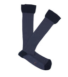 Blue Herringbone Knee High Socks
