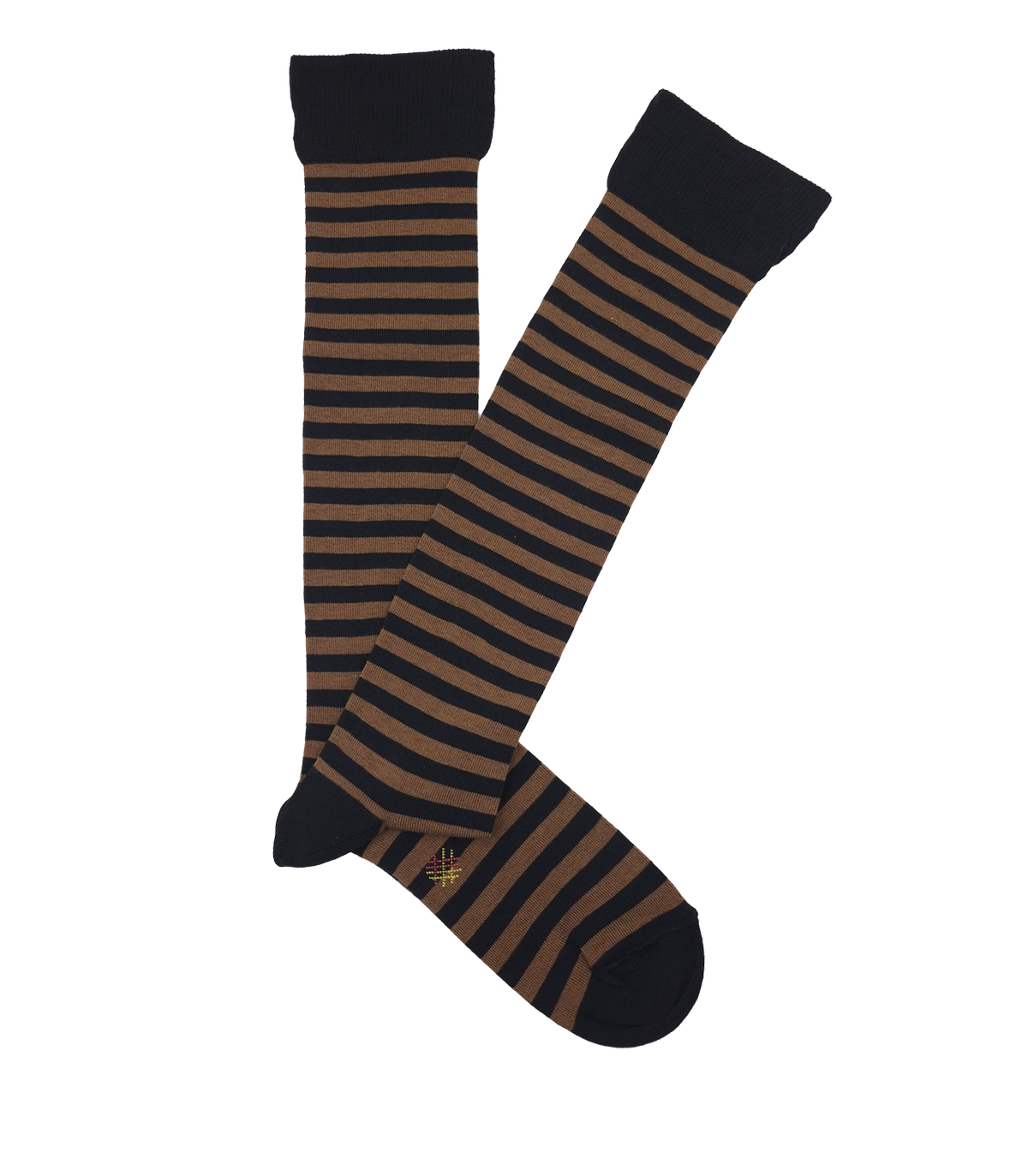 Camel And Black Striped Knee High Socks