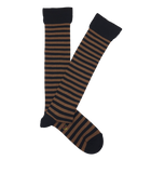 Camel And Black Striped Knee High Socks