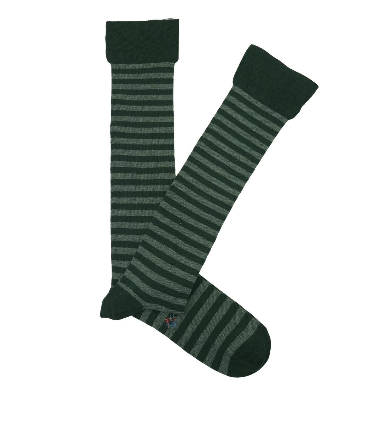 Calcetines Altos Rayas Finas Verde Y Gris