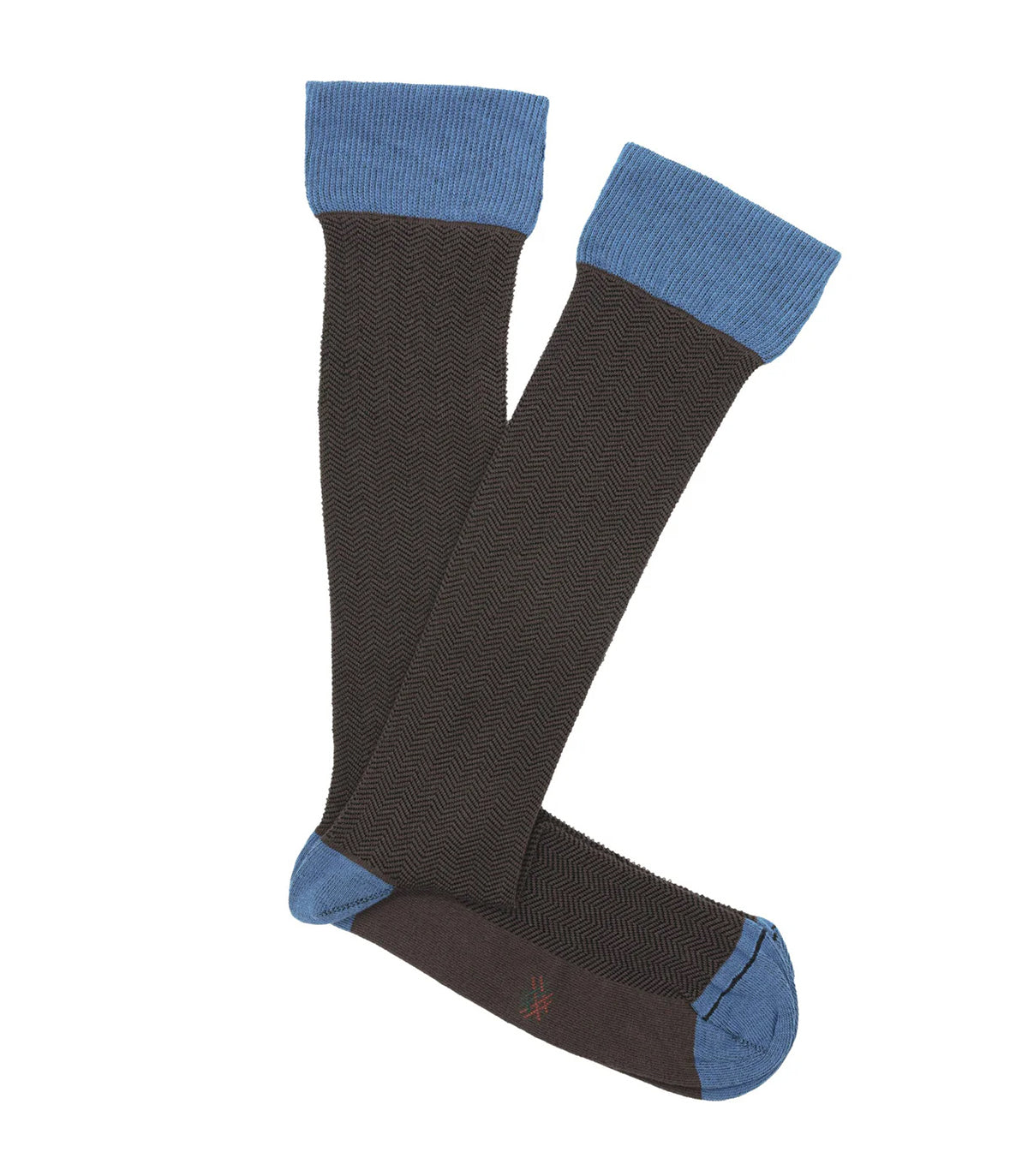 Calcetines Altos Espiga Marrón Y Azul